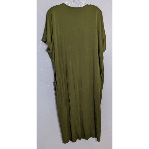 Dwell + Slumber Olive Green V-Neck Caftan Dress Pockets Half-Zip XL sz 18 - Picture 10 of 12
